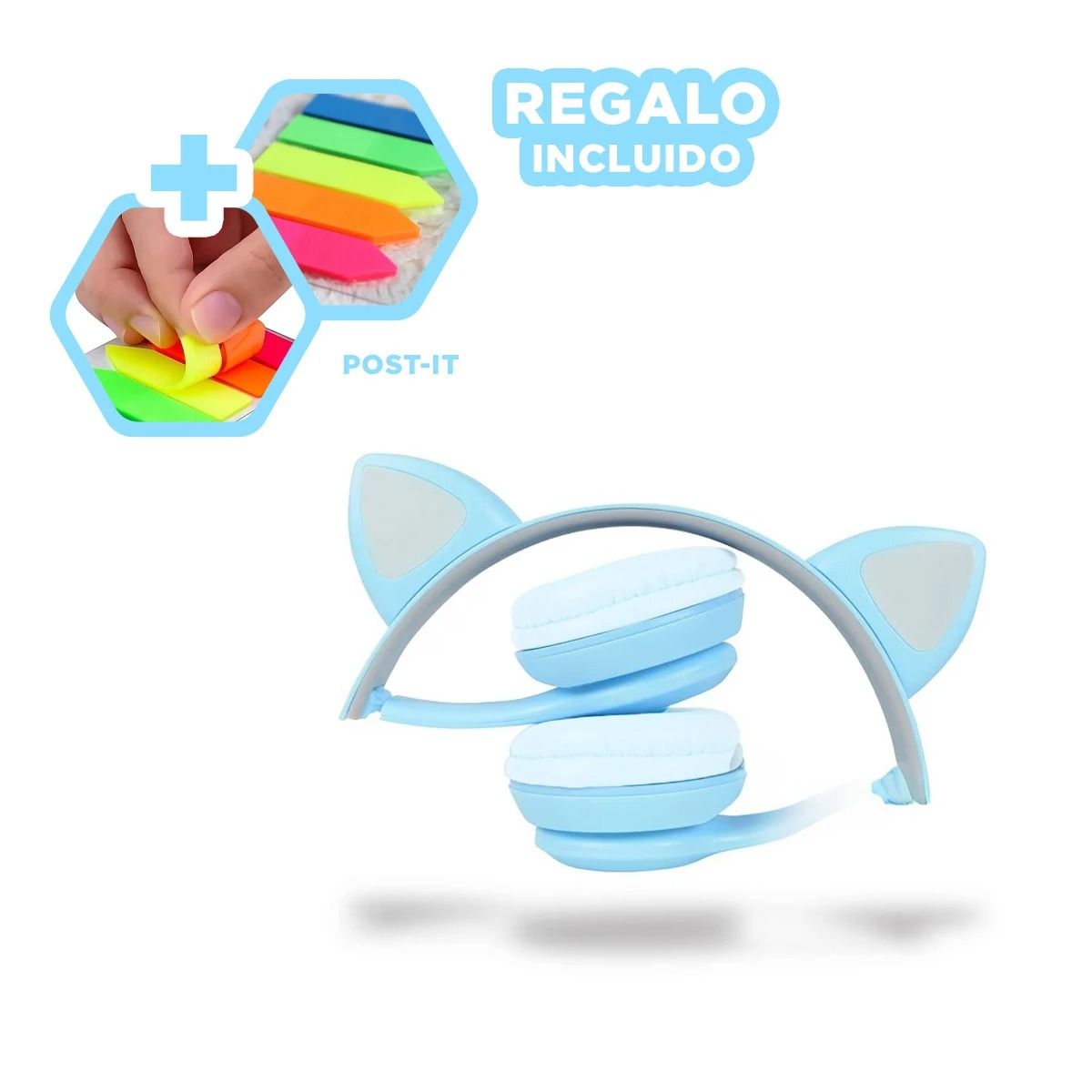 GENERICO - Orejera Kawai con Orejitas Tono Celes Y+Post-it Adhesivos