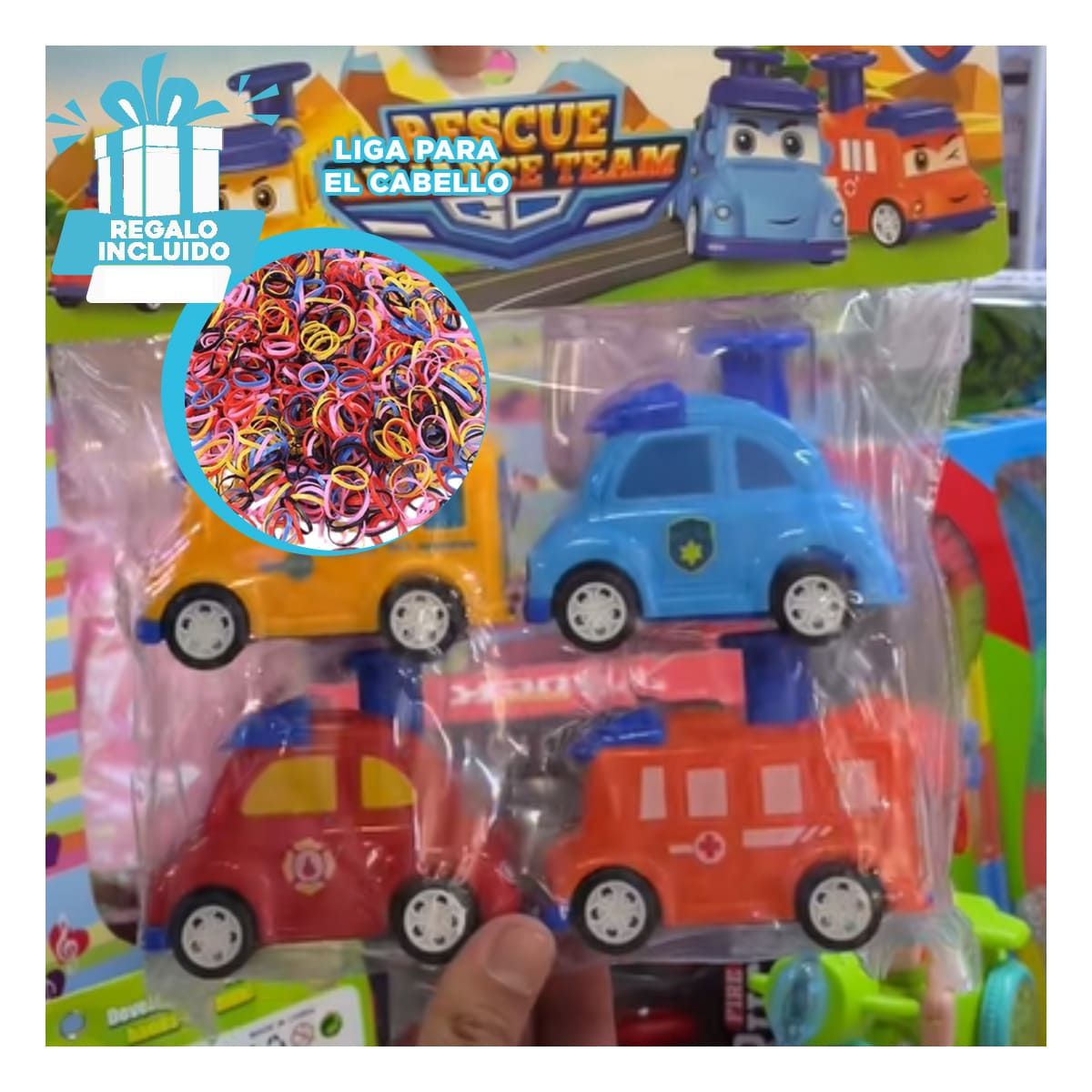 GENERICO - Pack6 Carritos para Pequenos en Multicolor Y+Ligas de Regalo