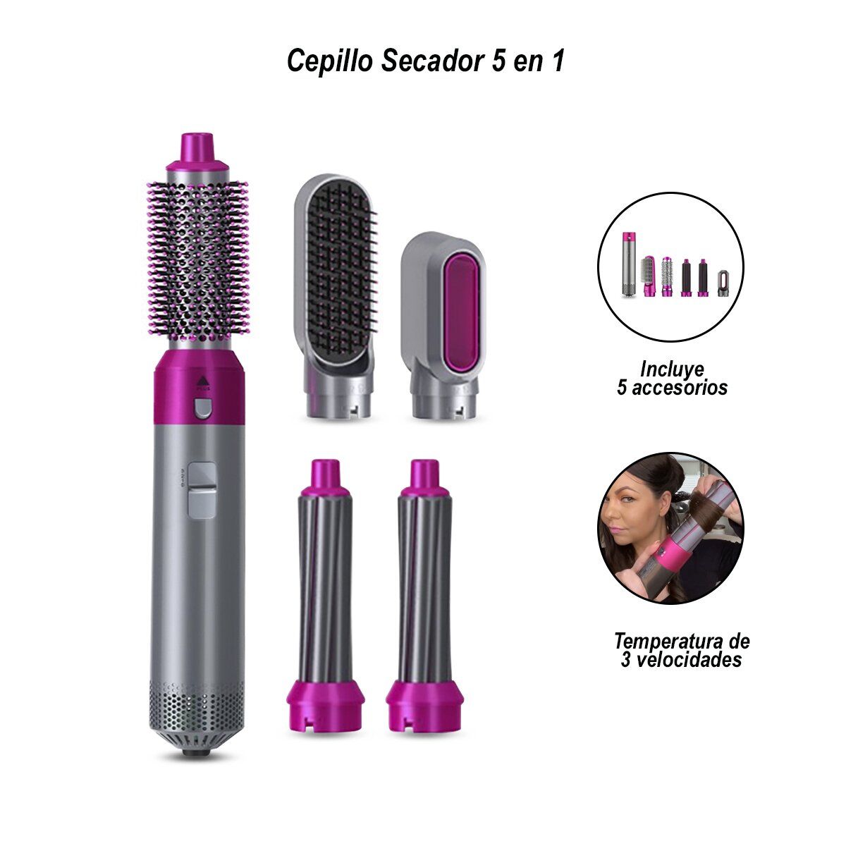 GENERICO - Cepillo Secador de Cabello 5 en 1
