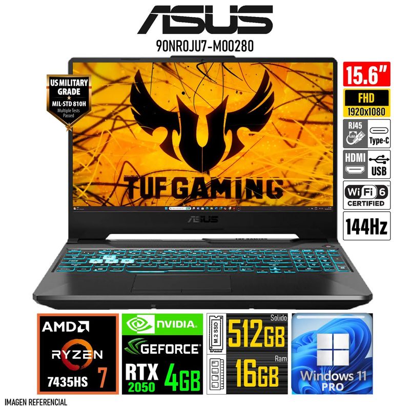 ASUS - Laptop ASUS TUF GAMING A15 15.6" FHD Ryzen 7-7435HS 16GB RAM 512GB SSD RTX 2050 4GB FA506NFR-HN014