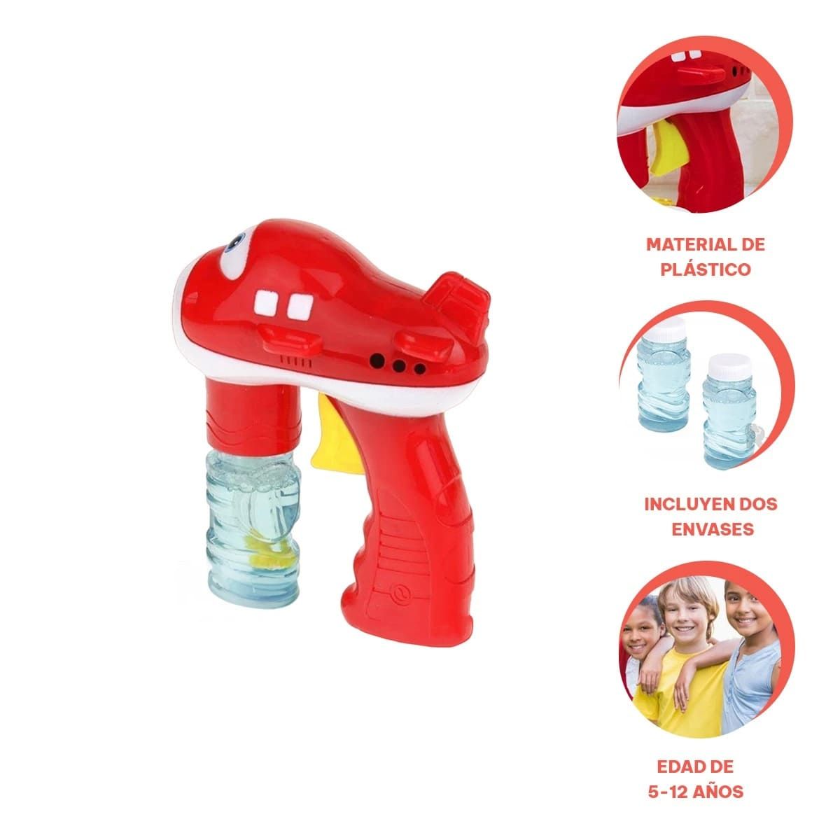 GENERICO - Pack2 Lanzador para Niños de Burbujas Rojo Y+Ligas de Regalo