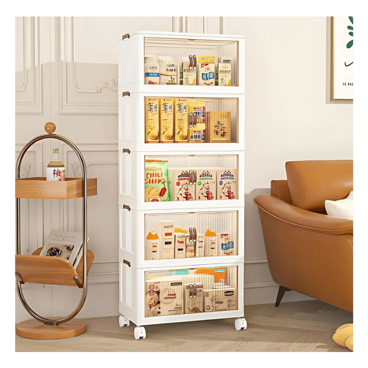GENERICO - Organizador Multiuso Plegable De 5 Niveles Estante Beige