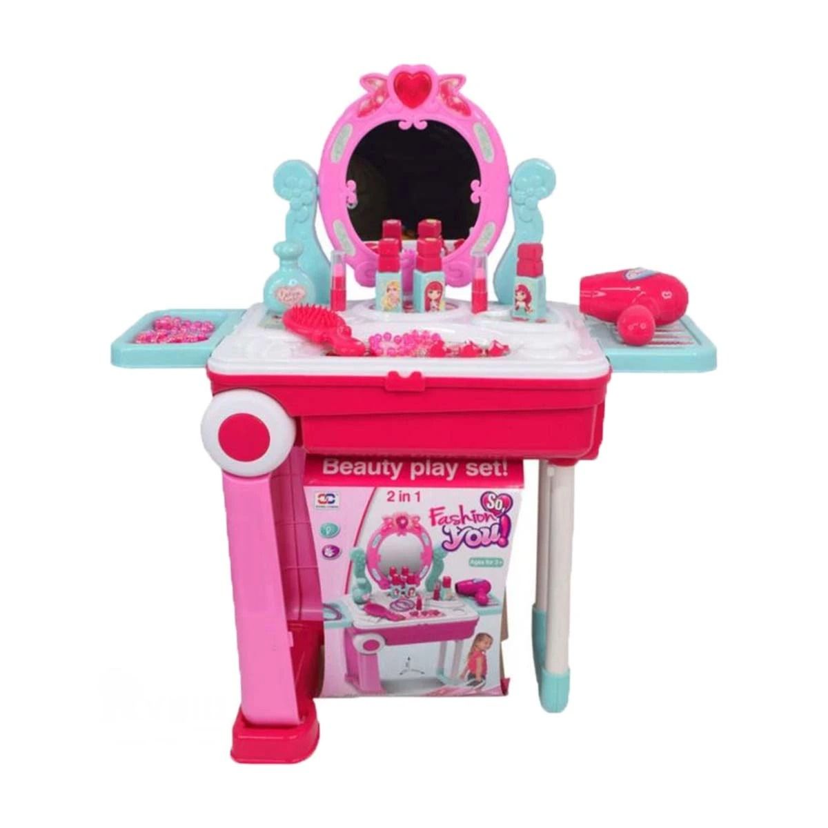 GENERICO - Set de Belleza 2 en 1 Maleta con Ruedas en Color Rosado