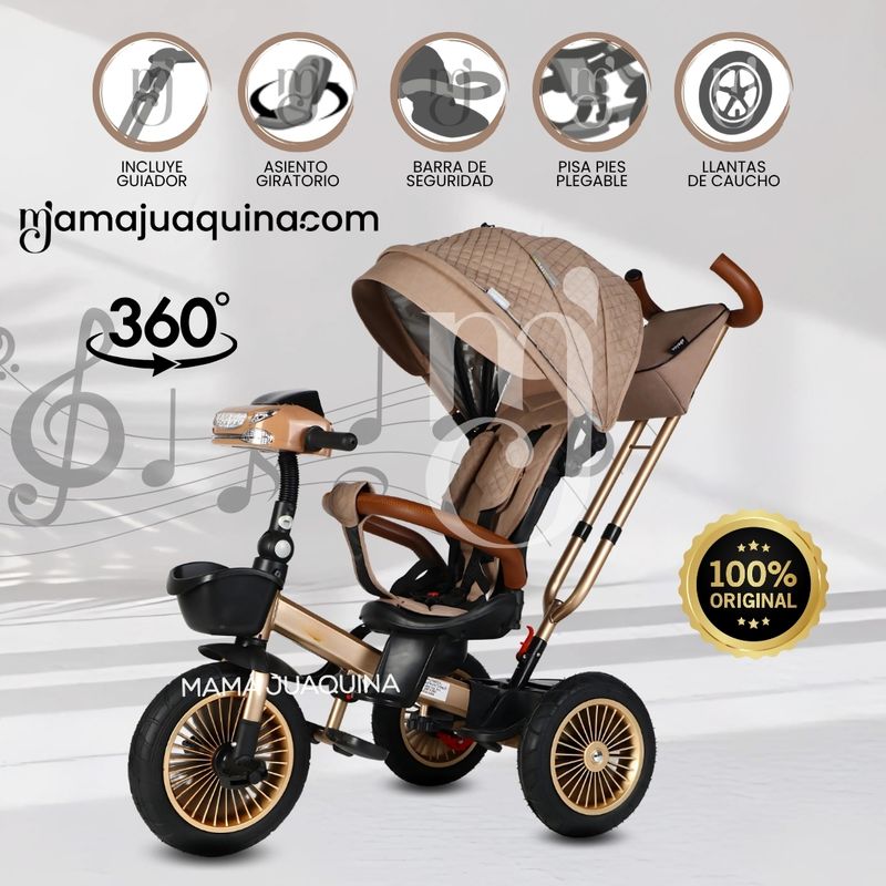 VOYAGE - Triciclo Guiador 3 En 1 «GOLDEN II NEW COLLECTION» USB Coffee