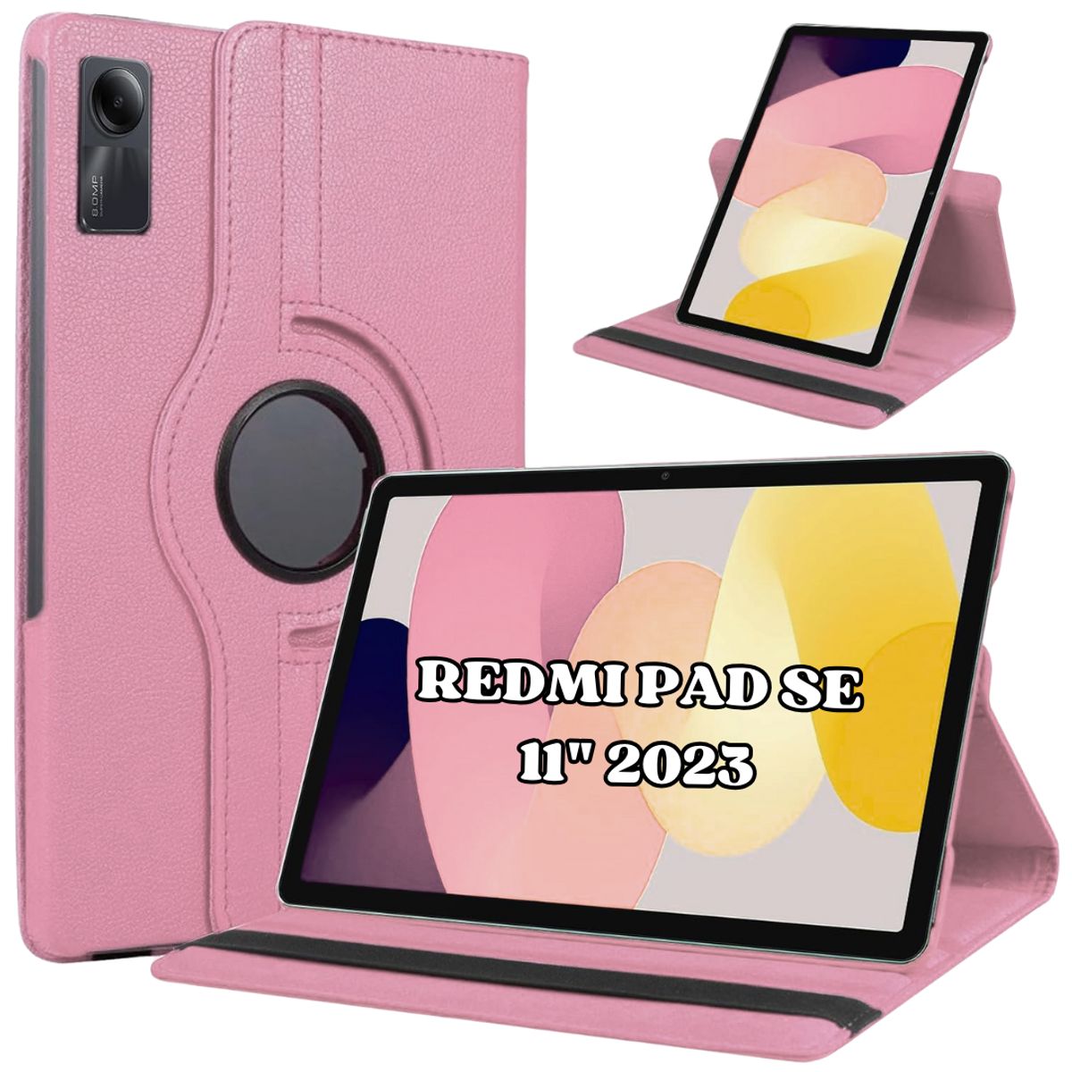 GENERICO - Funda Protector Giratorio 360° para Redmi PAD SE 11 " - ROSADO