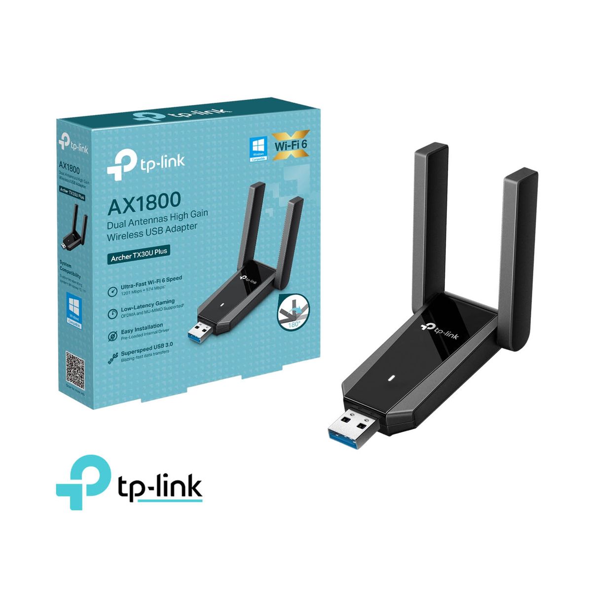 TP LINK - TP-LINK Archer TX30U Plus Adaptador USB inalámbrico AX1800 Dobleantena