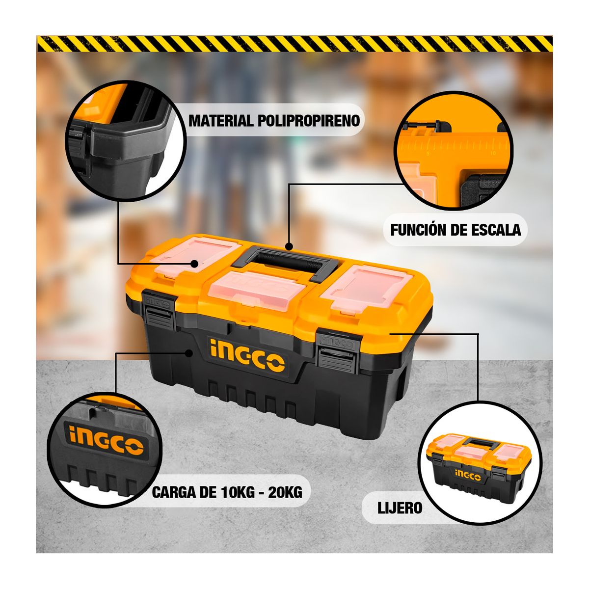 INGCO TOOLS - Set 3 Cajas De Herramientas 14' 17' 20' Ingco + Mini Martillo