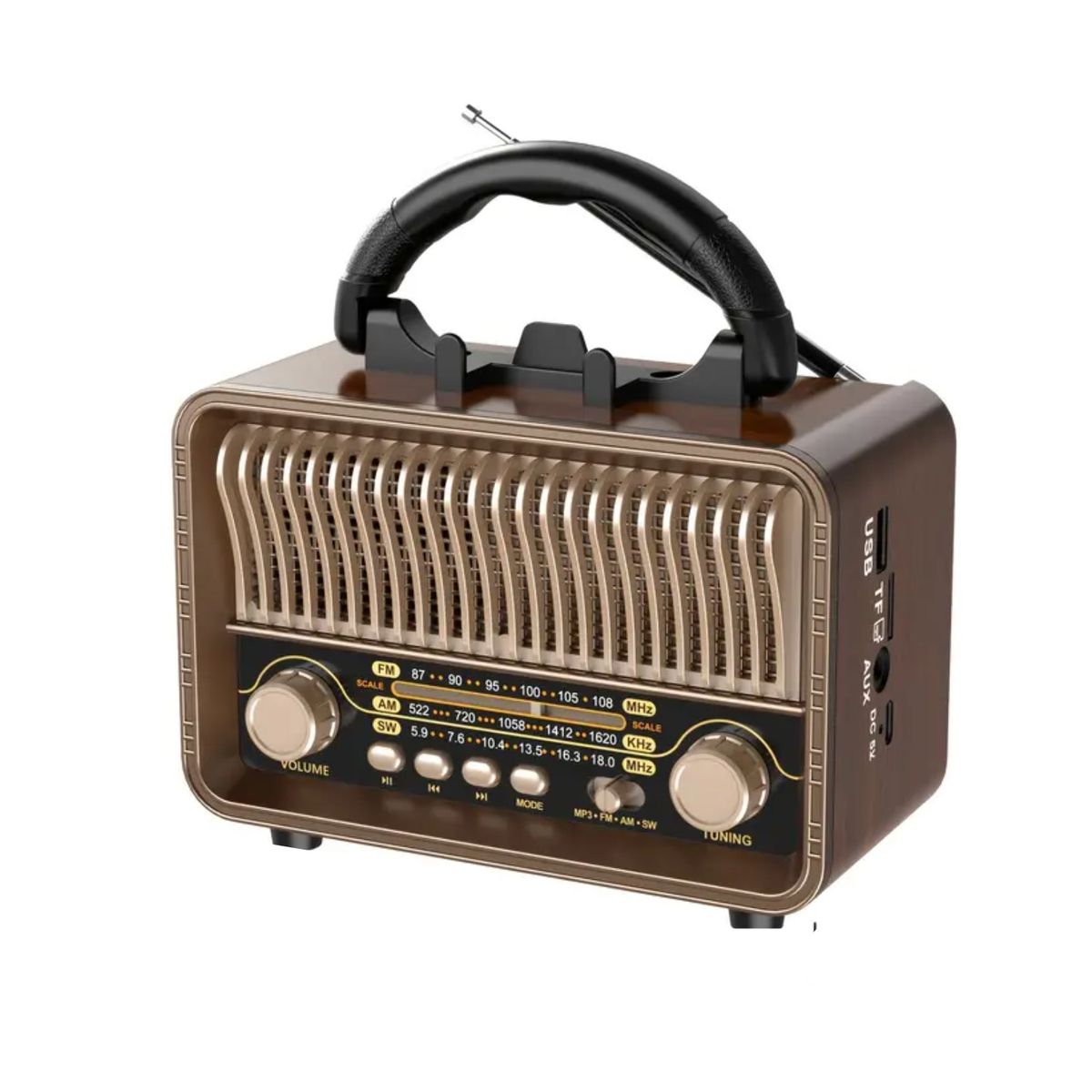 GENERICO - Radio Inalámbrica Portátil Vintage AM FM SW Batería Recargable USB