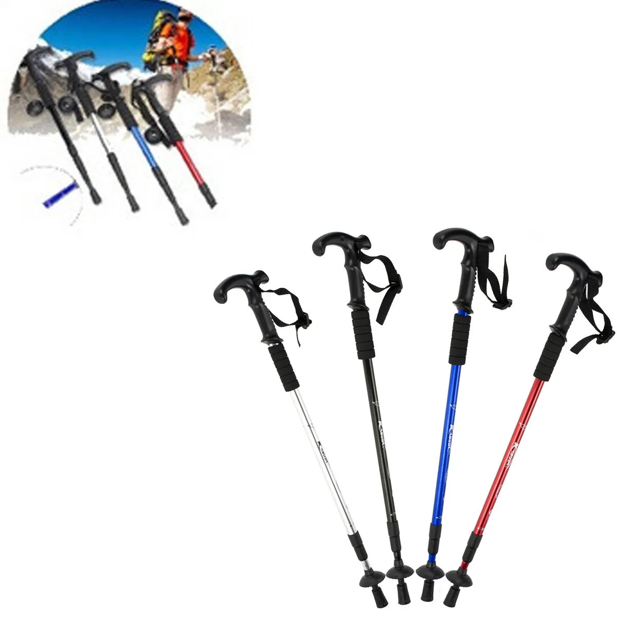 GENERICO - PACK 2 Bastón Trekking Antishock Mango