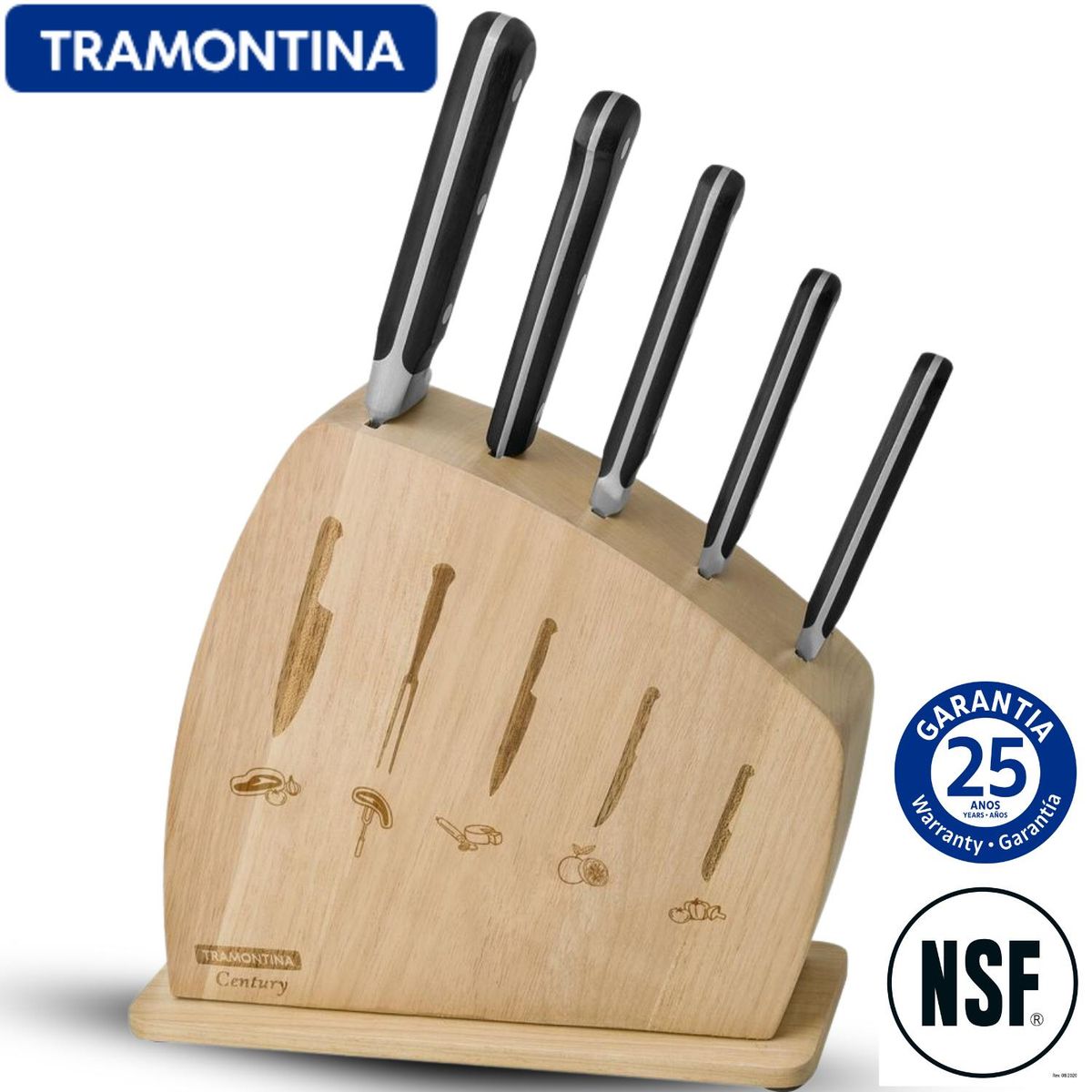 TRAMONTINA - Juego de Cuchillos x6 piezas cTaco Madera Century - Tramontina