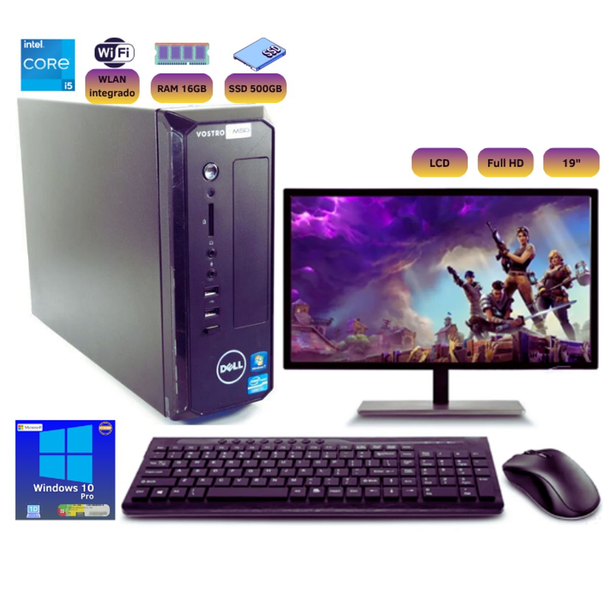 DELL - Computadora Dell D06S I5, 500GB SSD 16GB RAM + Monitor, Teclado y Mouse +W 10