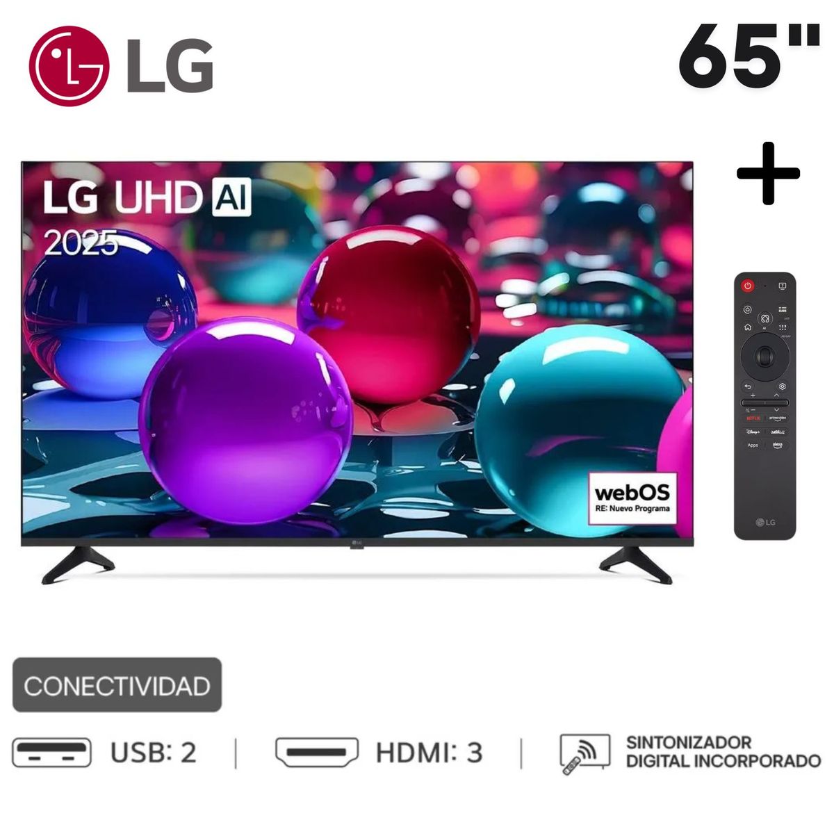 LG - Televisor 65 Lg Uhd 4k Thinq Ai 65ua7300psb 2025 + Control Magic MR25GA