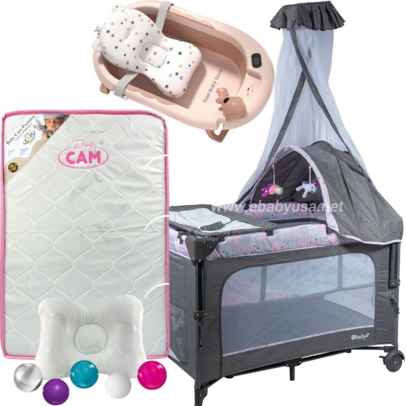 EBABY - Cuna Corral Dacora 750-2 con Colchón + Bañera