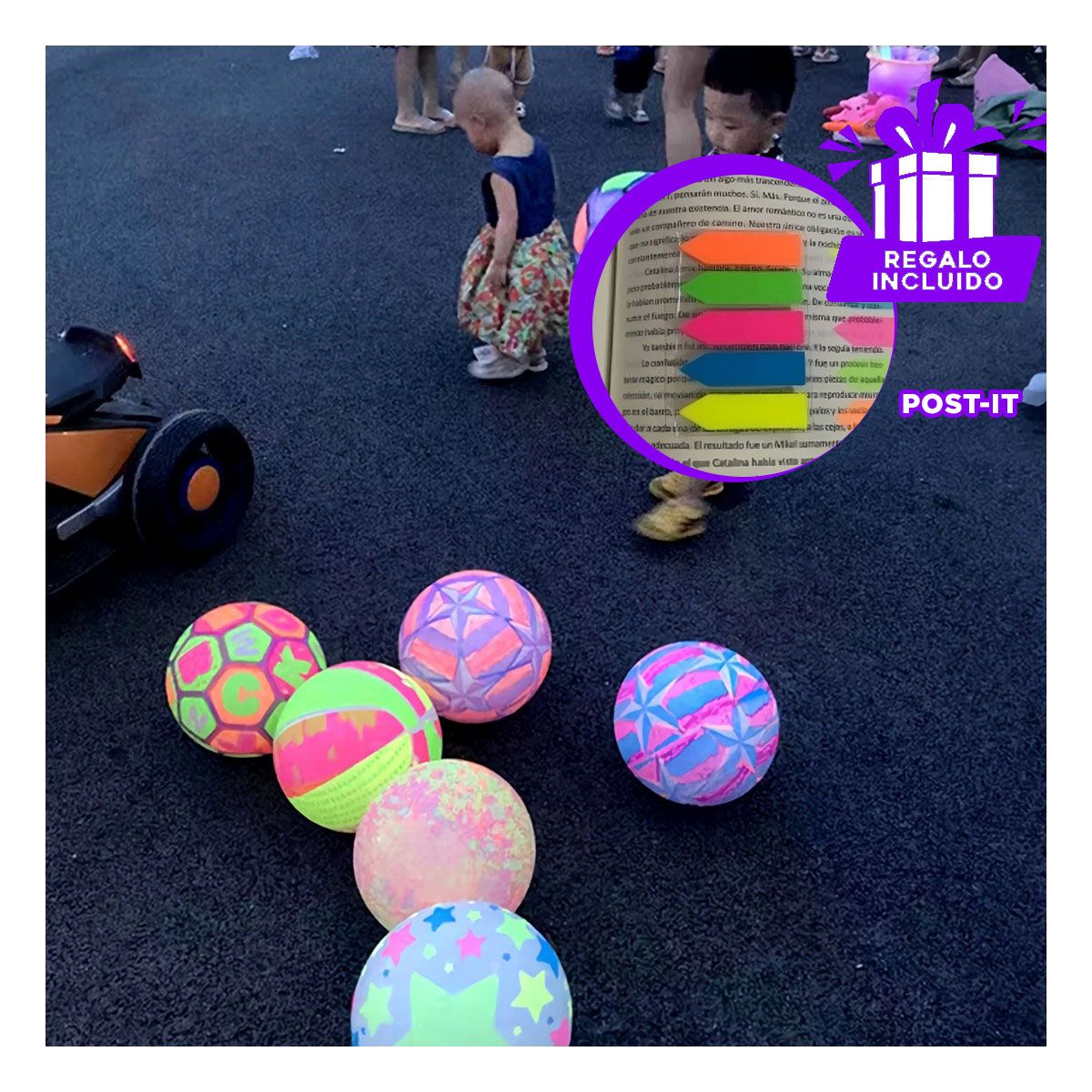 GENERICO - Pack12 Esfera con Luz en Multicolor Y+Banderitas Adhesivas