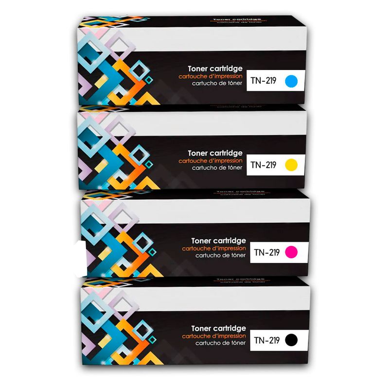 GENERICO - KIT x 4 TONER BROTHER TN-219 NEGRO y COLORES compatible