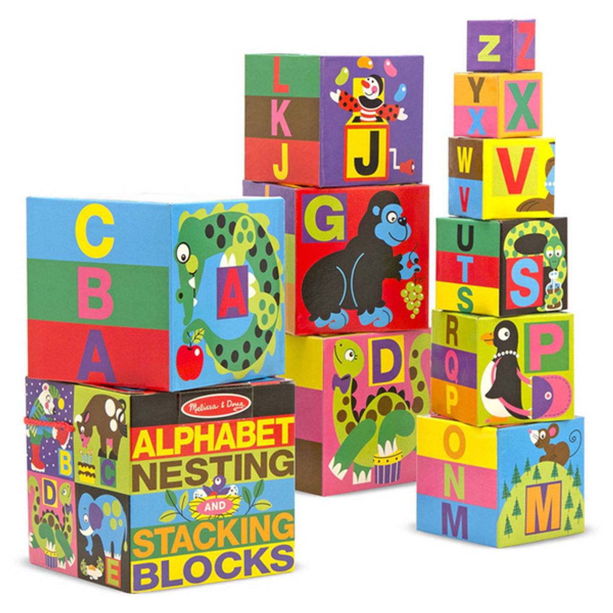 MELISSA & DOUG - Cubos apilables de cartón ABC