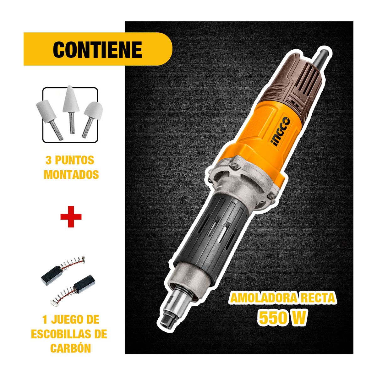INGCO TOOLS - Rectificadora Amoladora Recta 6mm 550w Ingco - Pdg5501