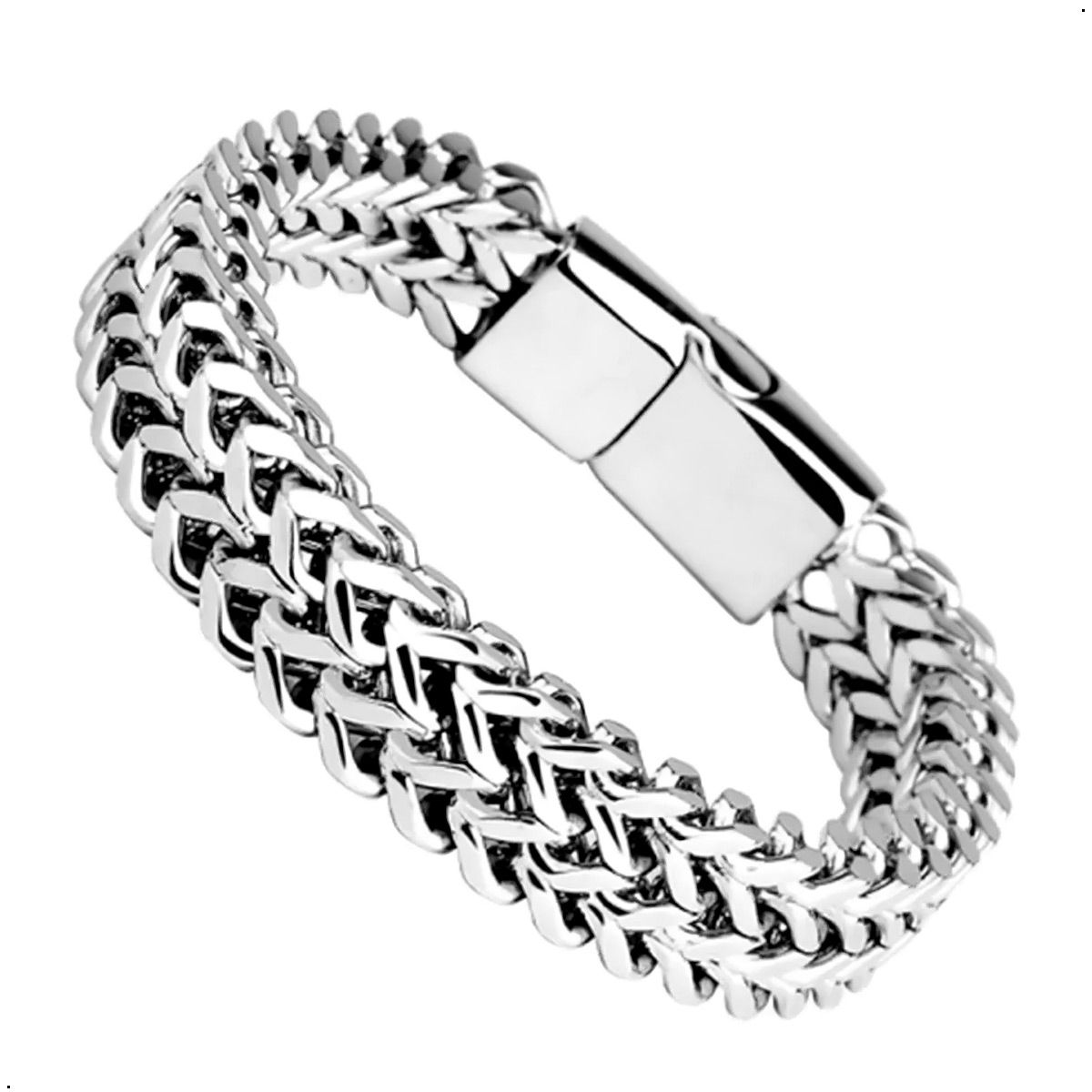 GENERICO - Pulsera Trenzada De Acero Inoxidable Con Hebilla Magnética