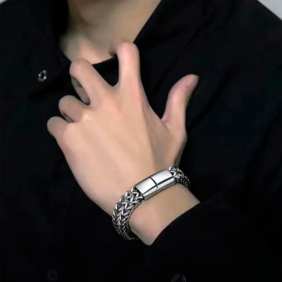 GENERICO - Pulsera Trenzada De Acero Inoxidable Con Hebilla Magnética