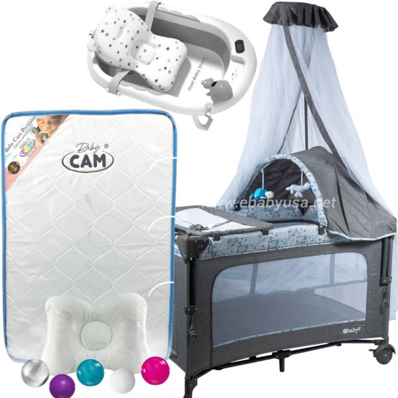 EBABY - Cuna Corral Dacora 750-2 con Colchón + Bañera