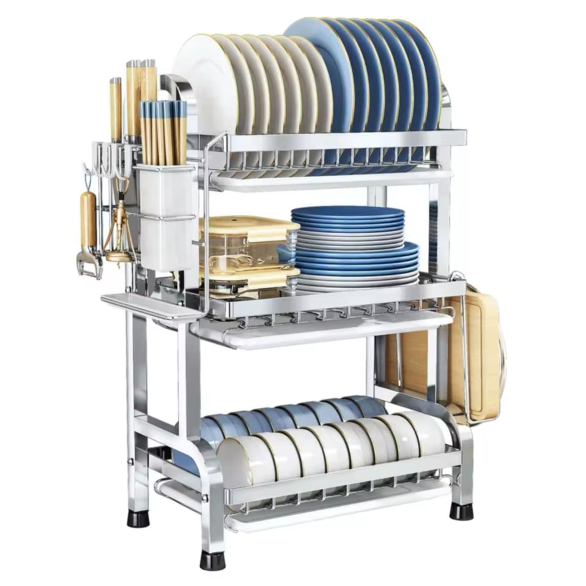 GENERICO - Escurridor 3 Niveles de Acero Inoxidable Cocina Platos Tazas Cubiertos