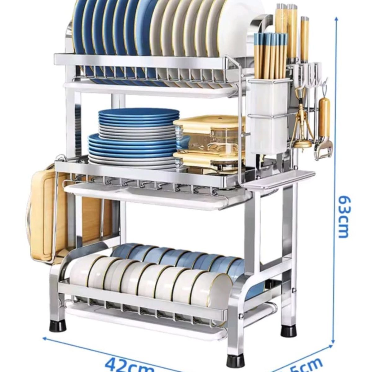 GENERICO - Escurridor 3 Niveles de Acero Inoxidable Cocina Platos Tazas Cubiertos