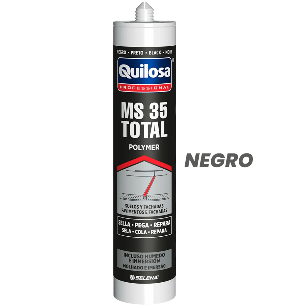 QUILOSA - ADHESIVO SELLADOR HIBRIDO SINTEX MS-35 TUBO 300ml NEGRO