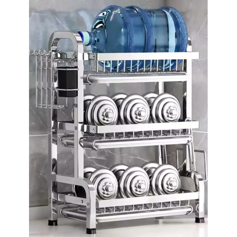 GENERICO - Escurridor Organizador de Platos 3 Niveles de Acero Inoxidable Cocina