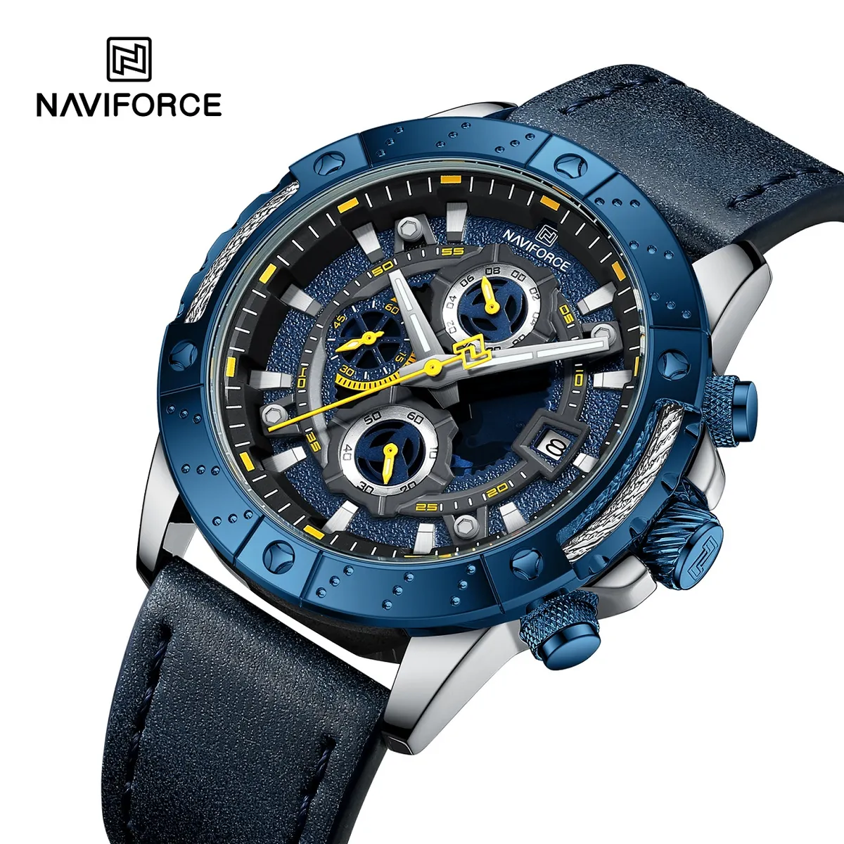 NAVIFORCE - Reloj Naviforce NF8055 Azul Correa Cuero para Caballero