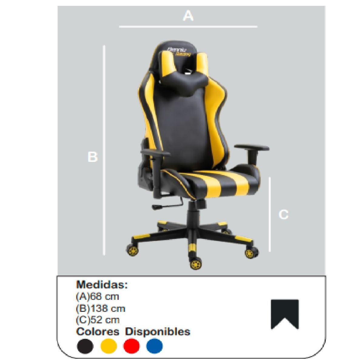 TU MESITA - Silla Masajeadora Gamer Collins NegroAmarillo Ergonomica TU MESITA