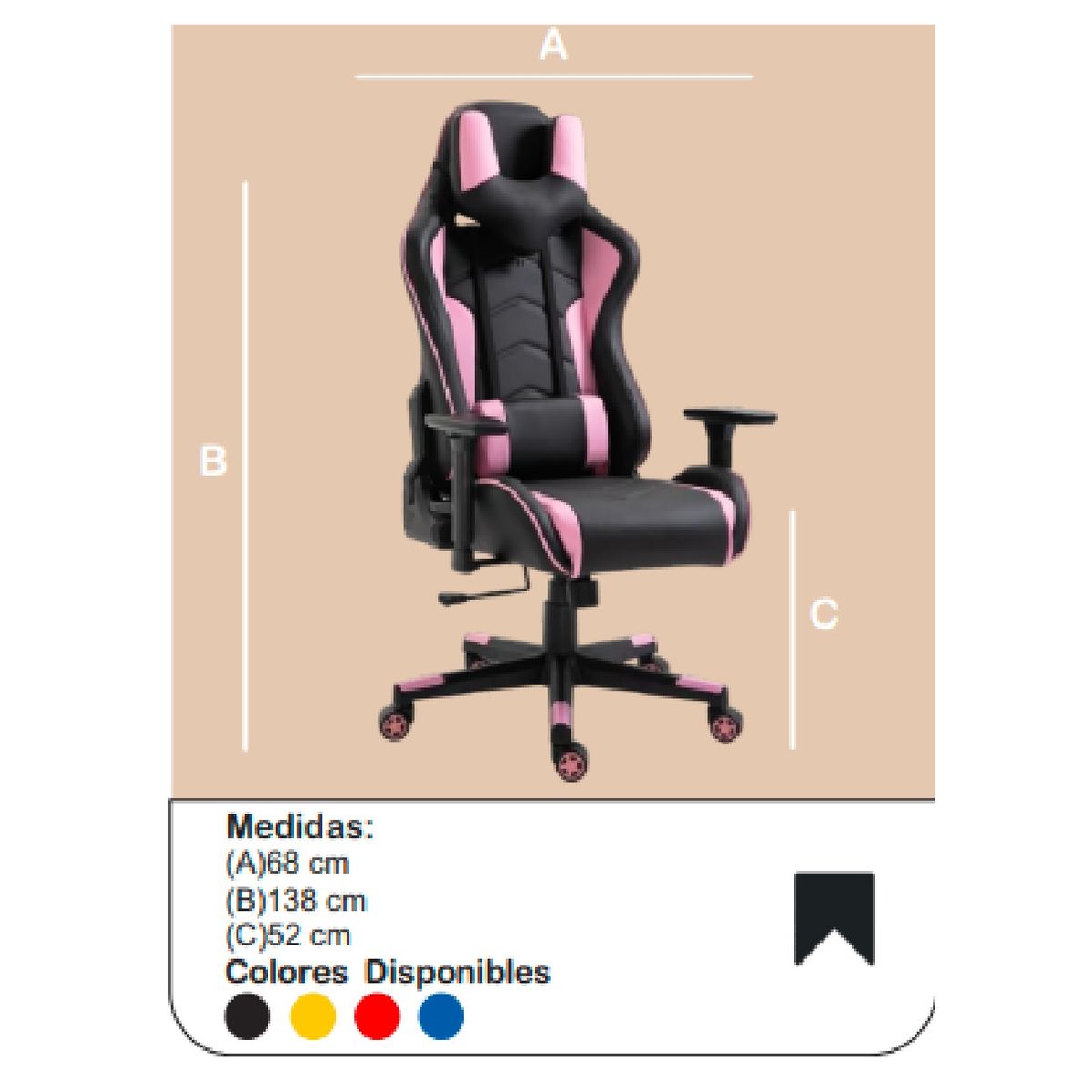 TU MESITA - Silla Ultra Masajeadora Gamer Mistyc NegroRosa Ergonomica TU MESITA