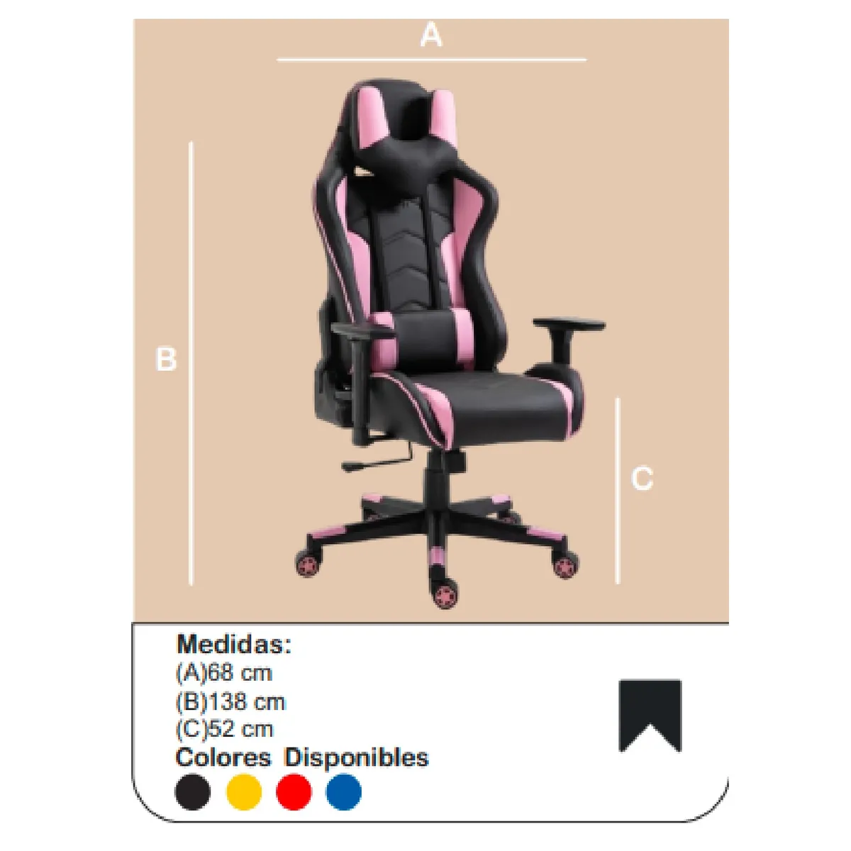TU MESITA - Silla Ultra Masajeadora Gamer Mistyc NegroRosa Ergonomica TU MESITA