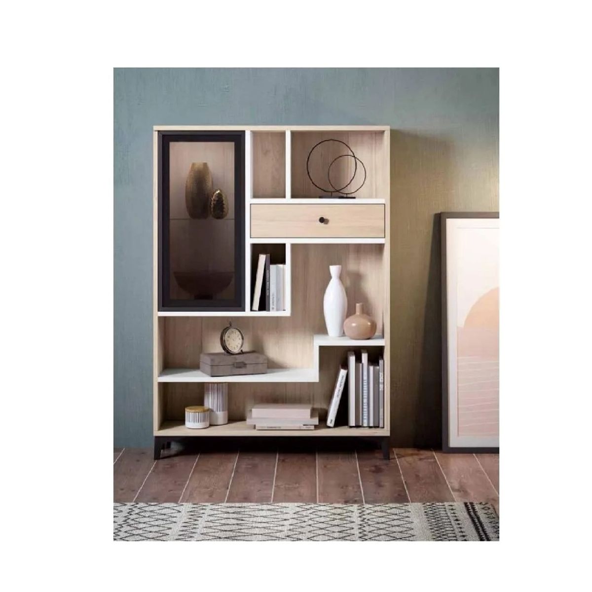 TU MESITA - Estante Juvenil Xintia color BlancoDuna 1 cajón 1 pureta TU MESITA