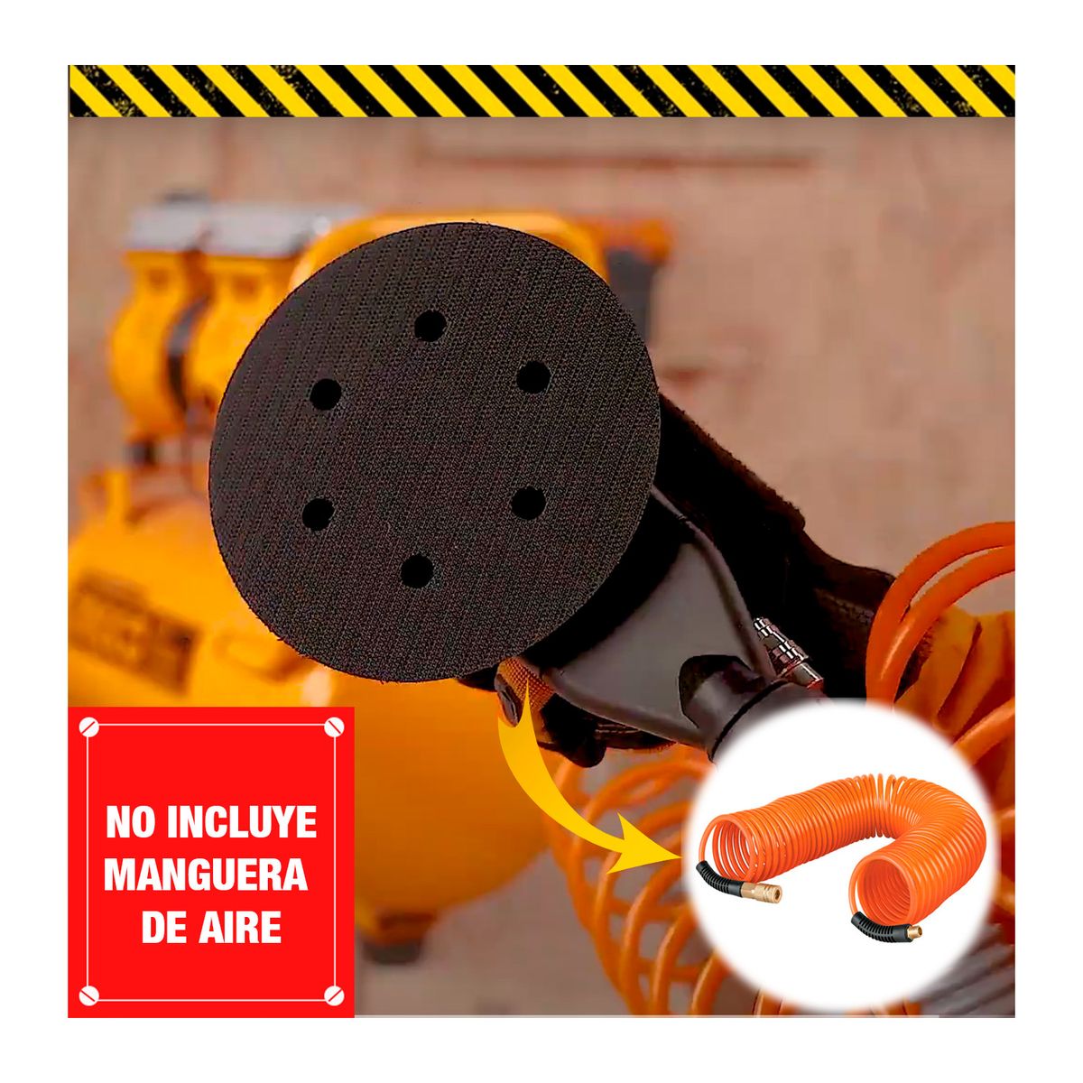 INGCO TOOLS - Lijadora Neumática Roto Orbital 6 + Lijas Ingco - Aps1512