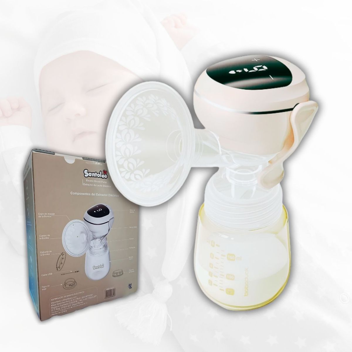 SANTOLEE - Extractor de Leche Portátil Eléctrico Santolee 9 Niveles