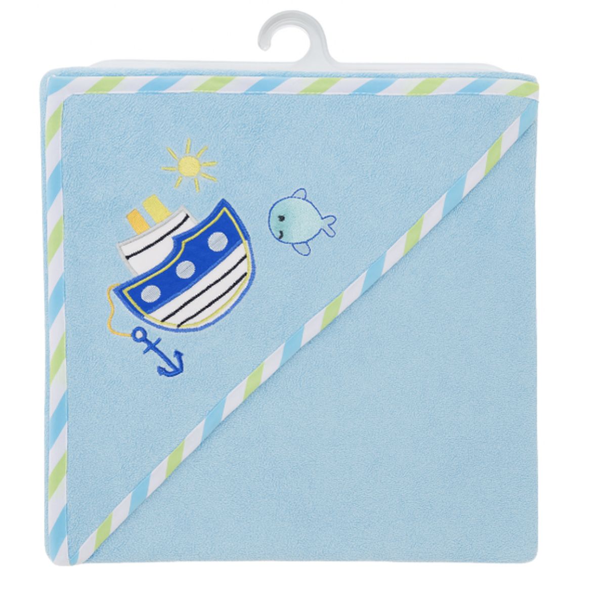 GENERICO - Toalla Para Bebés Con Capucha Diseño Barco Azul
