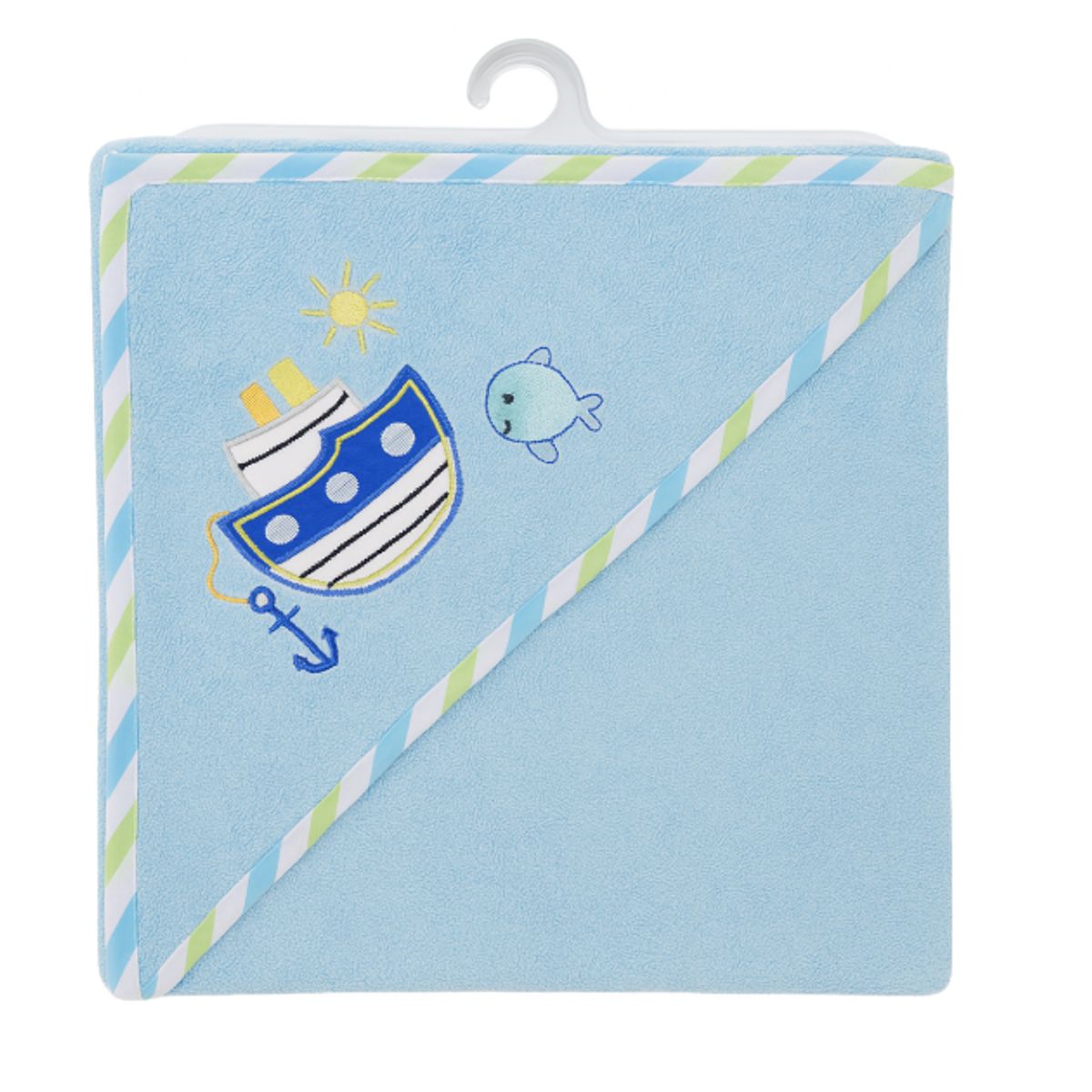 GENERICO - Toalla Para Bebés Con Capucha Diseño Barco Azul