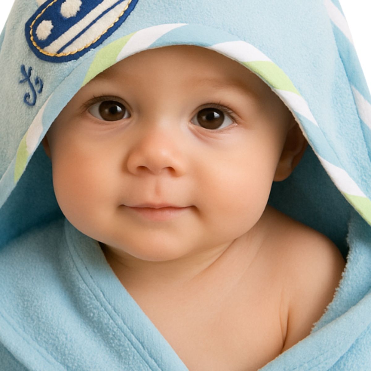 GENERICO - Toalla Para Bebés Con Capucha Diseño Barco Azul