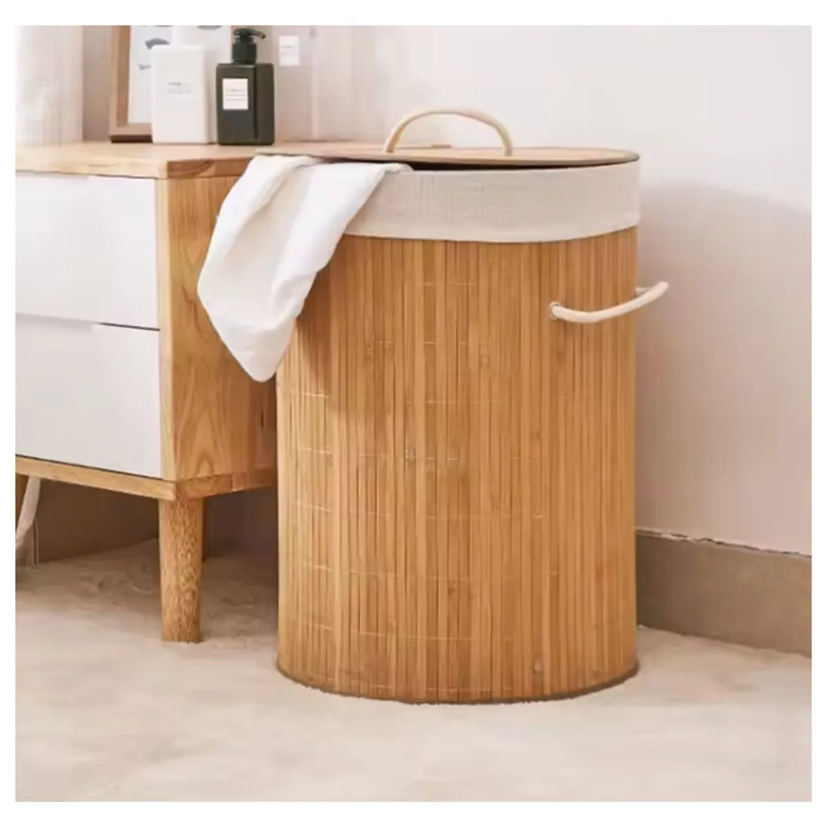 GENERICO - CESTA TACHO ROPA SUCIA ORGANIZADOR MULTIUSOS DE BAMBÚ