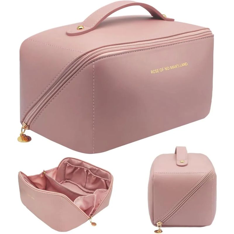 GENERICO - NECESER ORGANIZADOR ESTUCHE DE COSMETICOS CON ASA ROSA