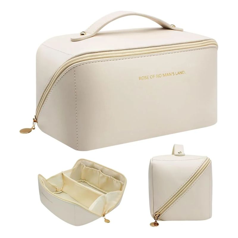 GENERICO - NECESER ORGANIZADOR ESTUCHE DE COSMETICOS CON ASA BEIGE