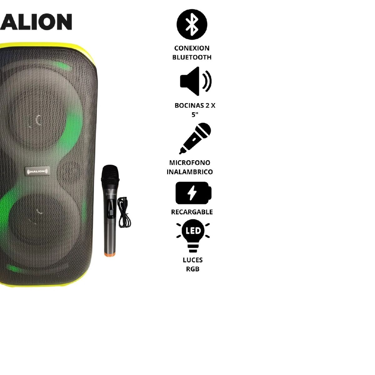 HALION - Parlante Portátil Halion Calipso PRO HA W55 USB BT TWS MICROFONO RGB