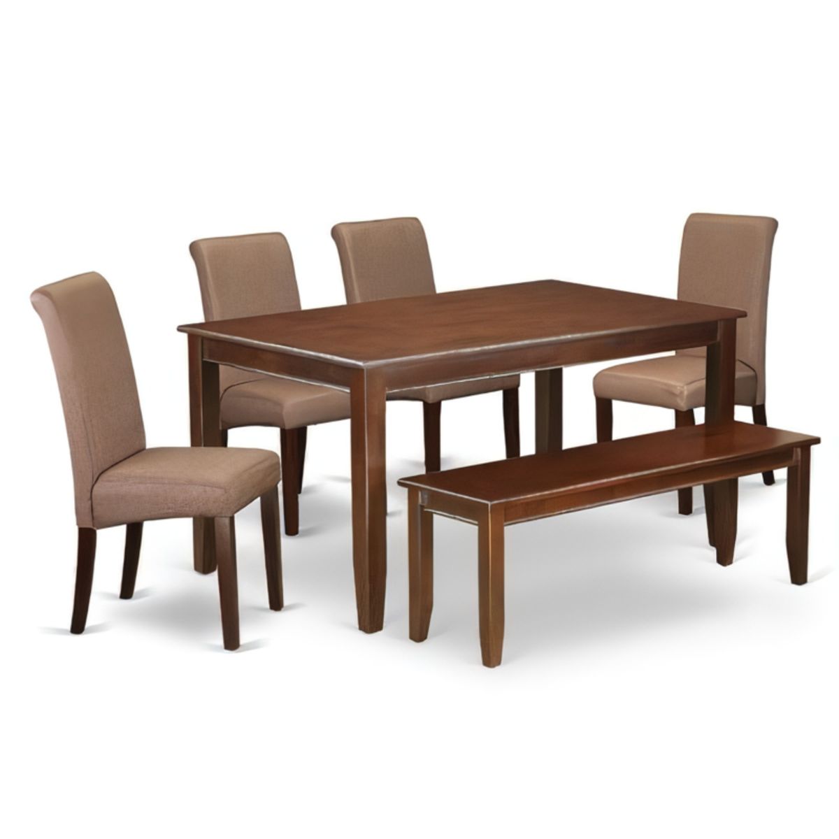 STIL NOVO - JUEGO DE COMEDOR 4 SILLAS + BANQUETA RACHEL MARRON CLARO