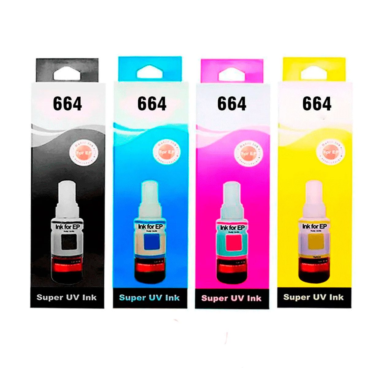 GENERICO - Kit Tintas Epson T664 Negro y colores 70ml L455 Compatible