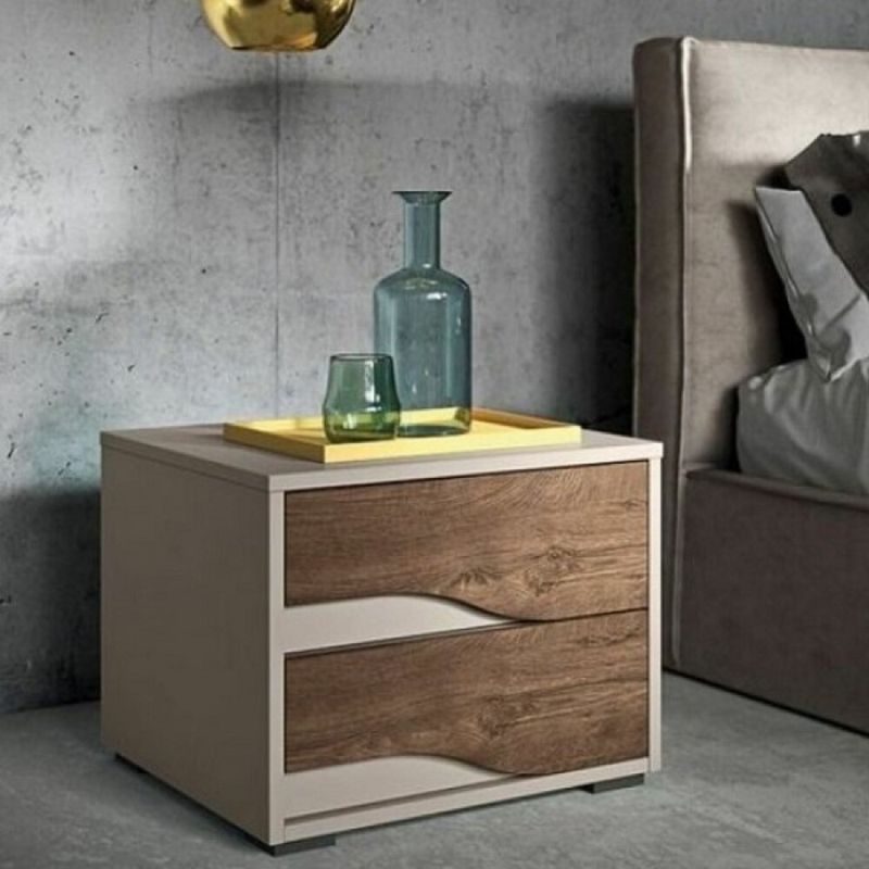 R&R MUEBLES - Velador Moderno Gaku Taupe y Bellota R&R MUEBLES