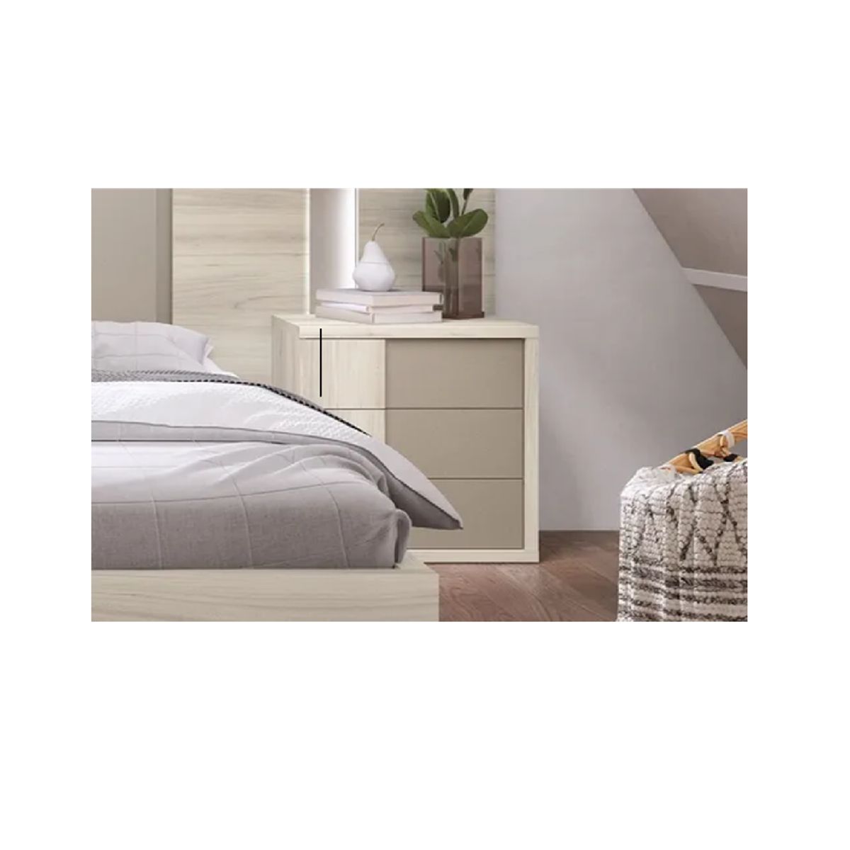 R&R MUEBLES - Velador Moderno Kitada Manzano y Taupe R&R MUEBLES