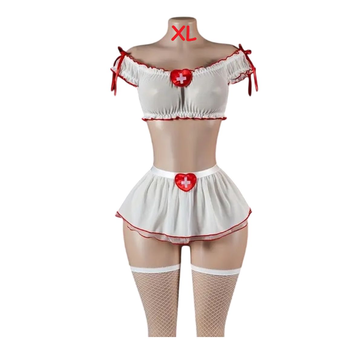GENERICO - DISFRAZ DE ENFERMERA LENCERIA  MALLA XL