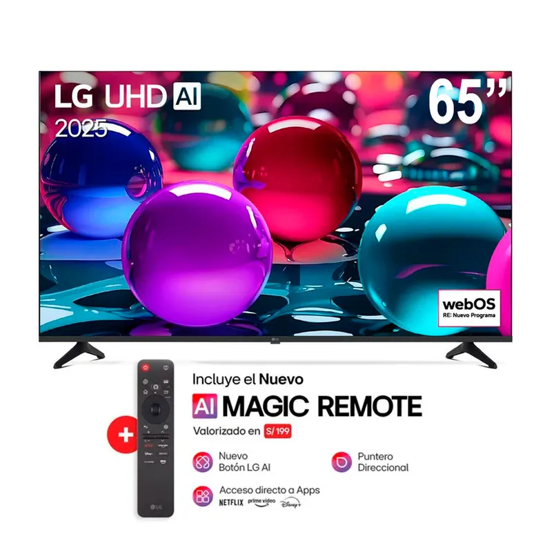 LG - Televisor LG 65 Smart UHD 4K 65UA7300PSB + Magic Remoto LG MR25GA - Negro
