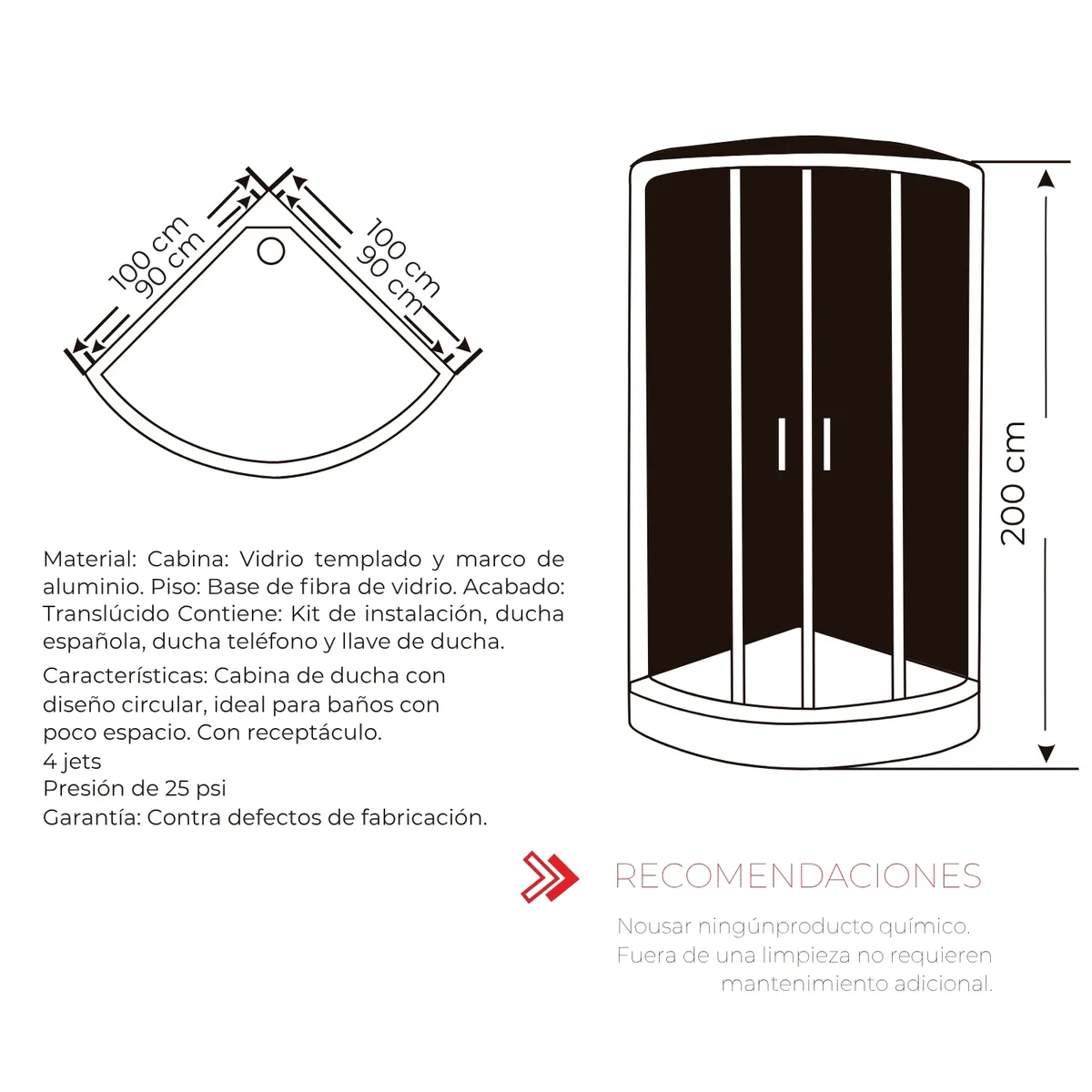 GENERICO - CABINA DE DUCHA LUJO COMPLETA CON HIDROMASAJE