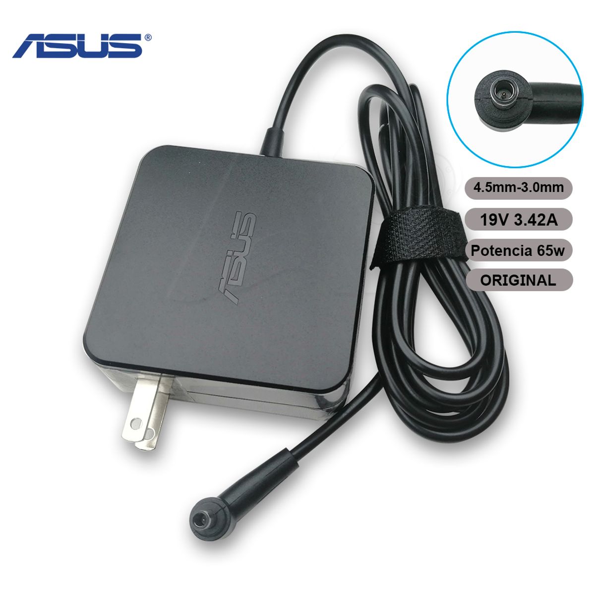 ASUS - Cargador Asus 65w 19v 3-42a Punta Pin Medio  ORIGINAL NUEVO